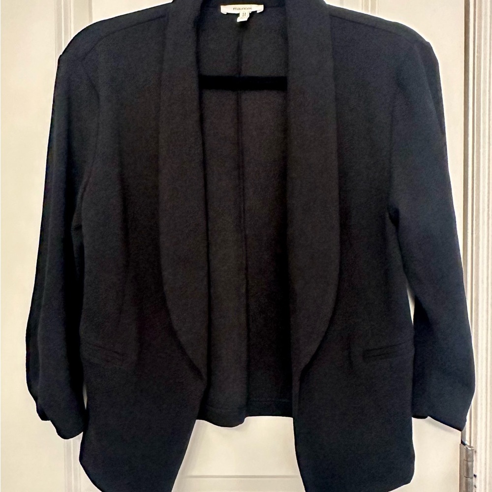 Maurices Black Blazer with Shawl Collar and Three-Quarter Sleeves